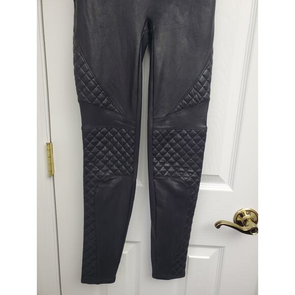 Spanx Leggings Size S Faux Leather Quilted Moto Athleisure Gym Workout Yoga - Picture 5 of 11